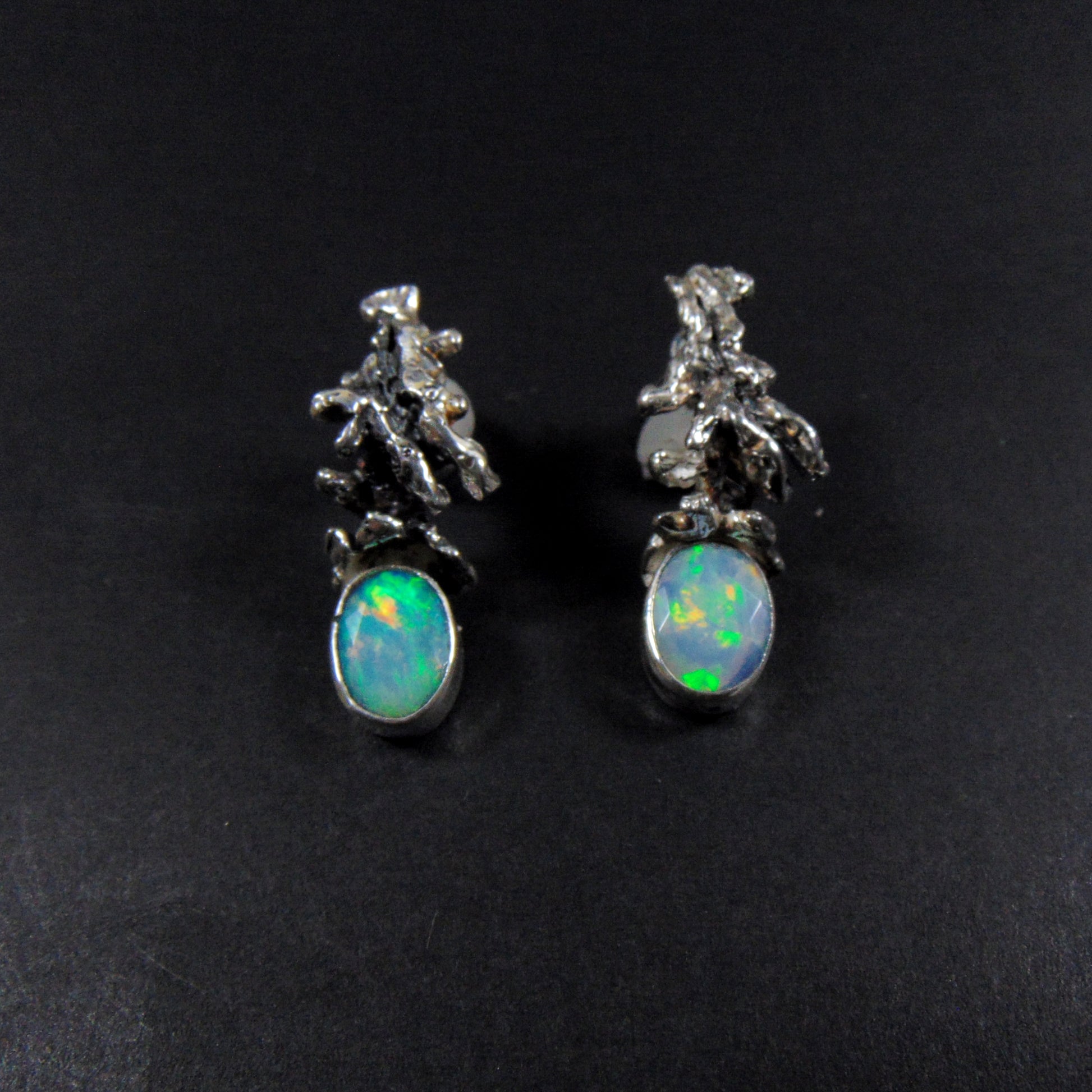 Kolczyki Srebrne z Opalami Etiopskimi "Gałązki" - EPIR Art Jewellery&Gemstone