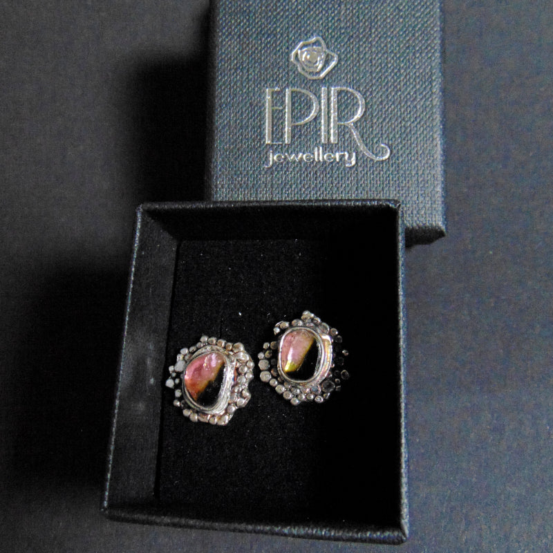 Kolczyki "Srebrny pył" z turmalinami - EPIR Art Jewellery&Gemstone