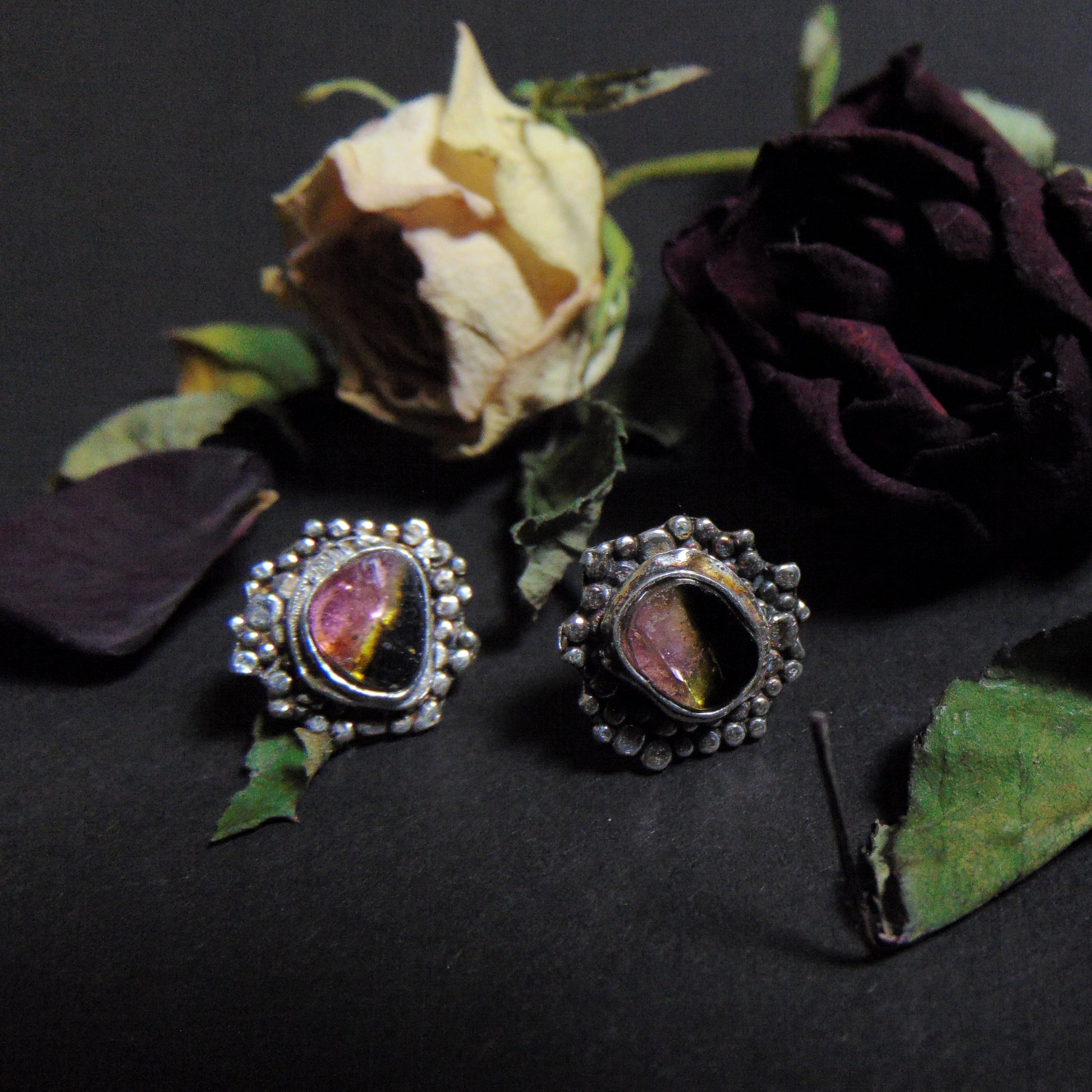 Kolczyki "Srebrny pył" z turmalinami - EPIR Art Jewellery&Gemstone