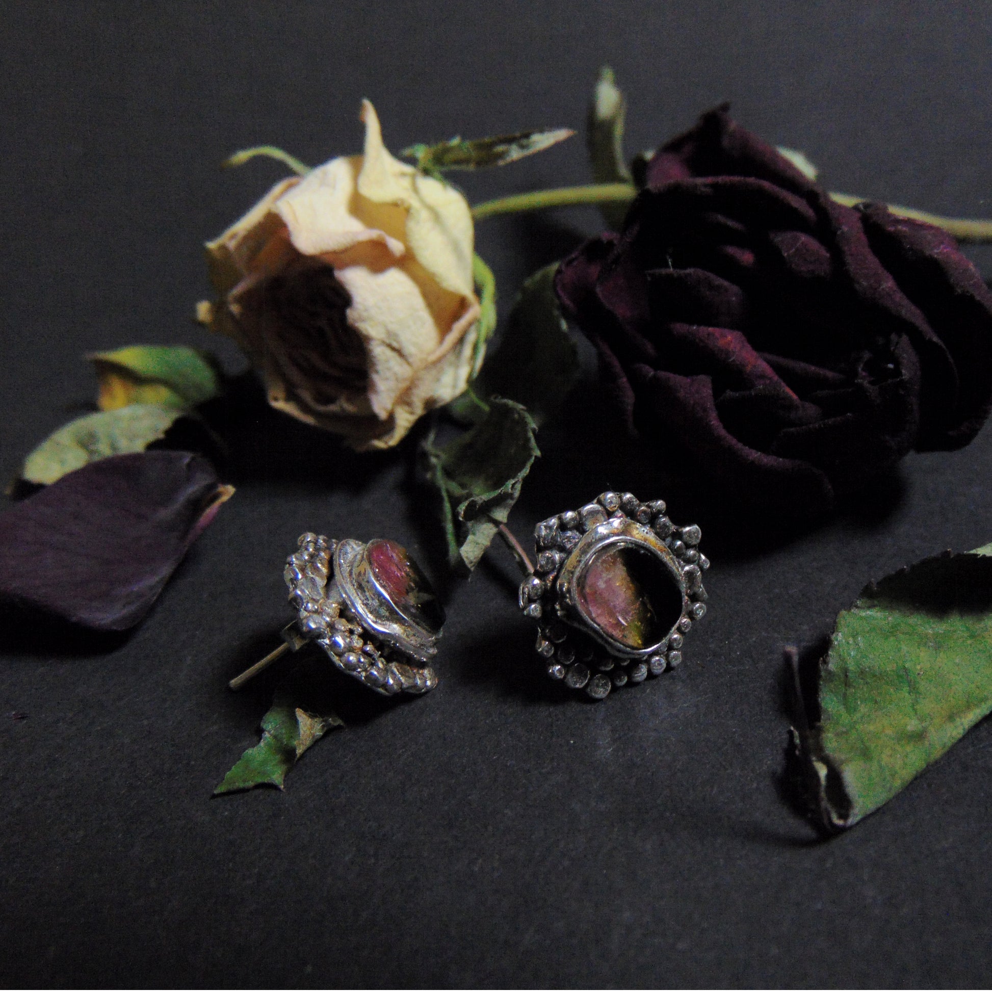 Kolczyki "Srebrny pył" z turmalinami - EPIR Art Jewellery&Gemstone