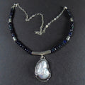 Naszyjnik z czarnych opali z perłą barokową - EPIR Art Jewellery&Gemstone