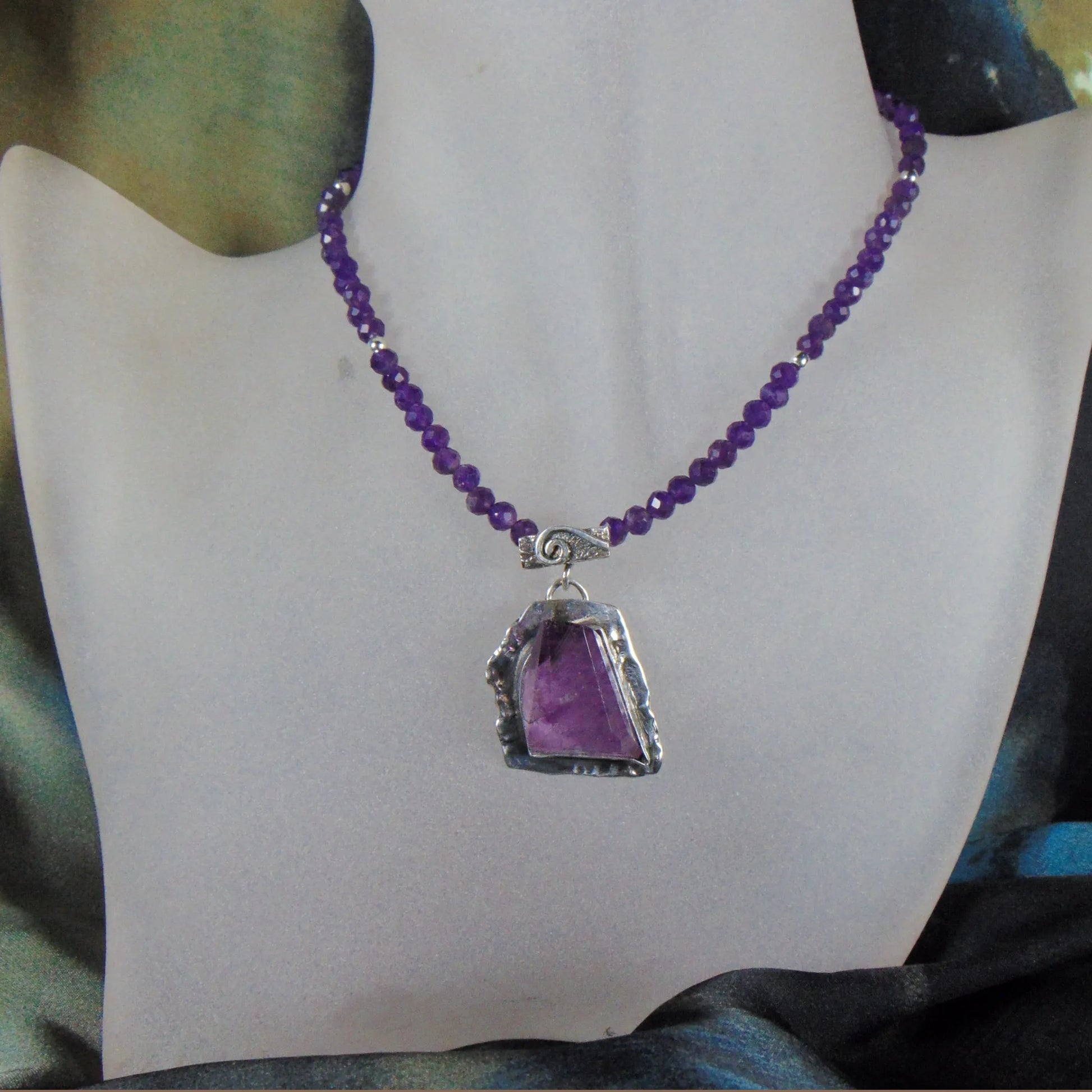 Naszyjnik z fluorytem i ametystami - EPIR Art Jewellery&Gemstone