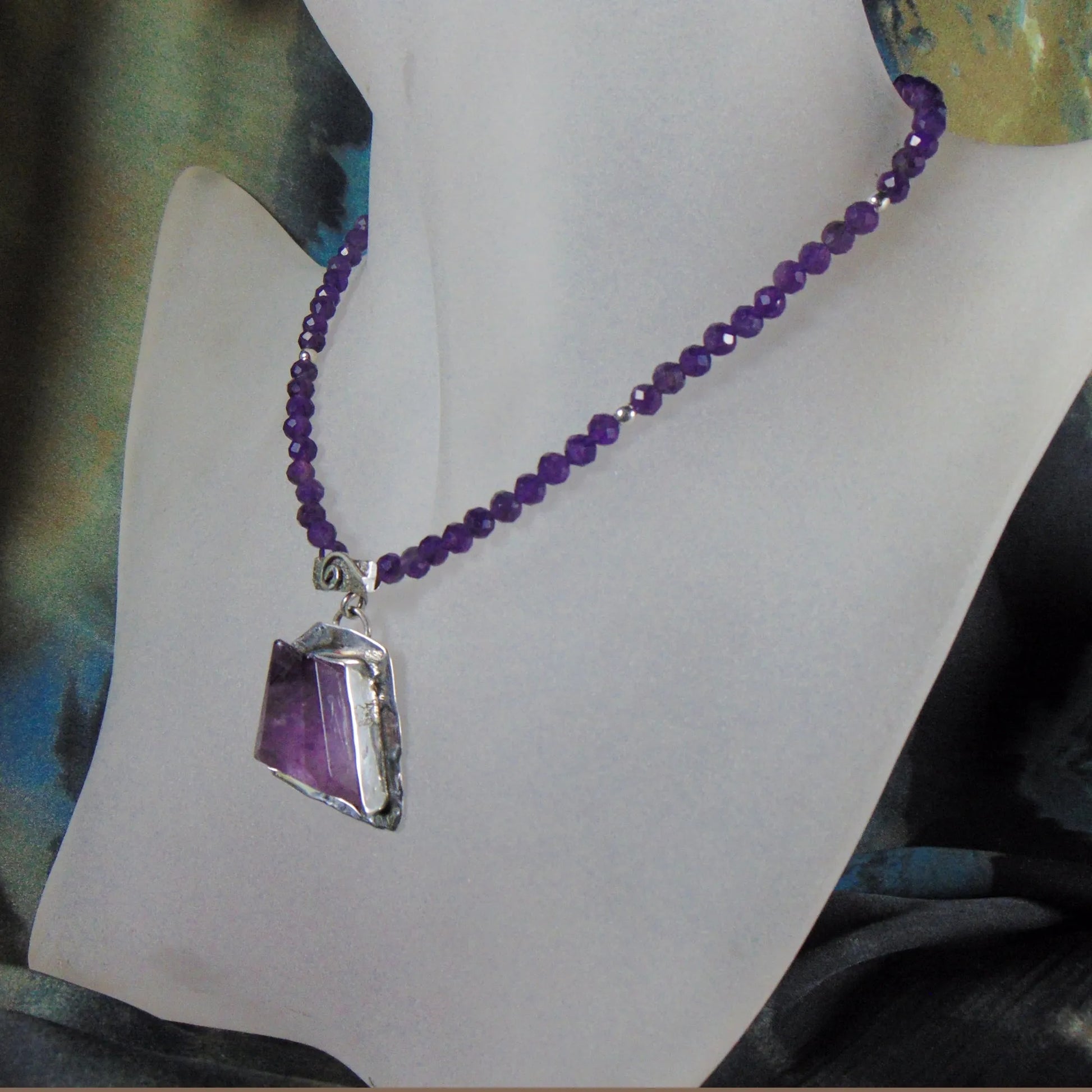 Naszyjnik z fluorytem i ametystami - EPIR Art Jewellery&Gemstone