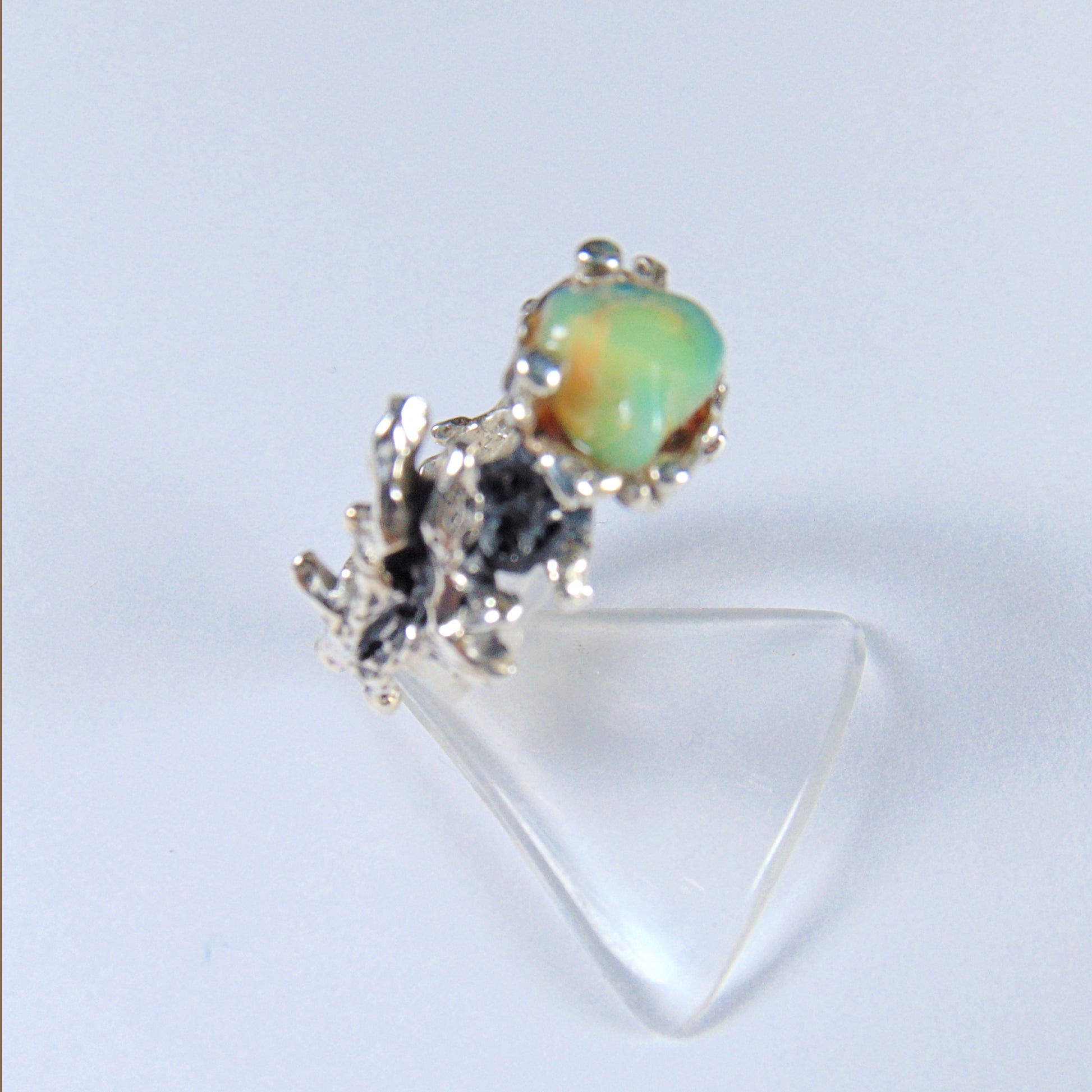Pierścionek "Gałązki" z zielonym opalem - EPIR Art Jewellery&Gemstone