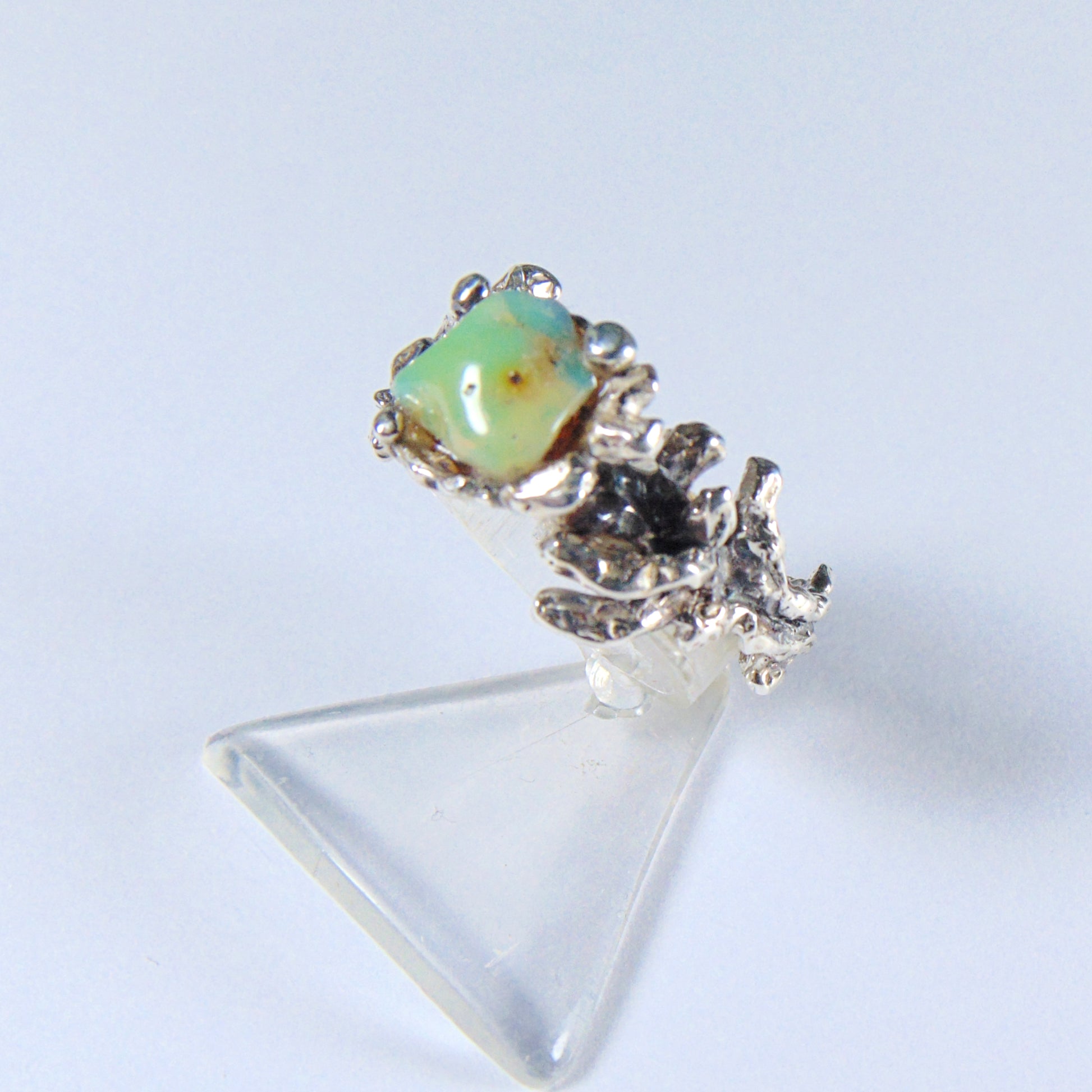 Pierścionek "Gałązki" z zielonym opalem - EPIR Art Jewellery&Gemstone