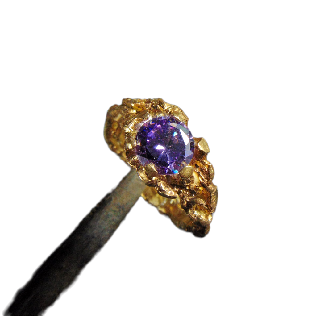 Pierścionek pozłacany z ametystem z kolekcji "Gałązki" - EPIR Art Jewellery&Gemstone