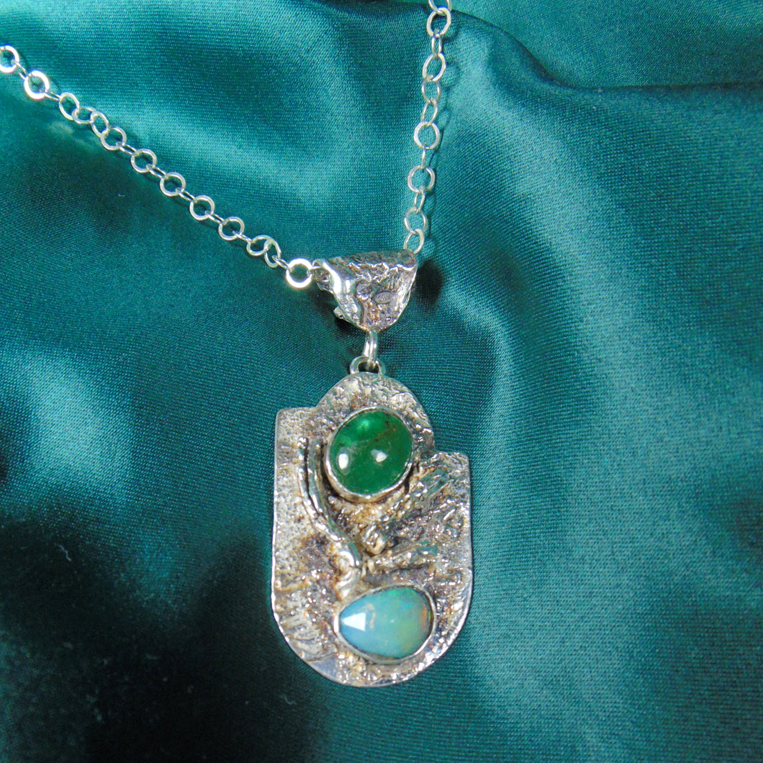 Wisior "Las" ze szmaragdem i opalem - EPIR Art Jewellery&Gemstone