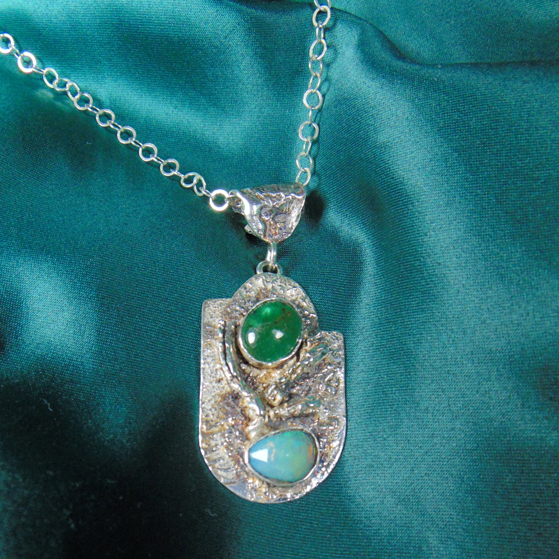 Wisior "Las" ze szmaragdem i opalem - EPIR Art Jewellery&Gemstone