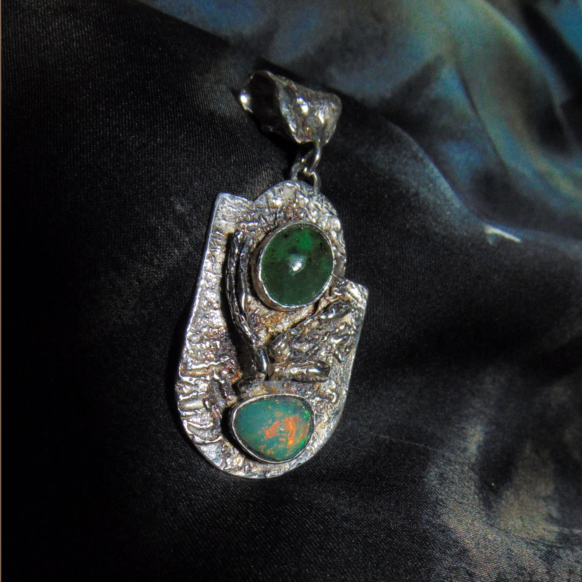 Wisior "Las" ze szmaragdem i opalem - EPIR Art Jewellery&Gemstone