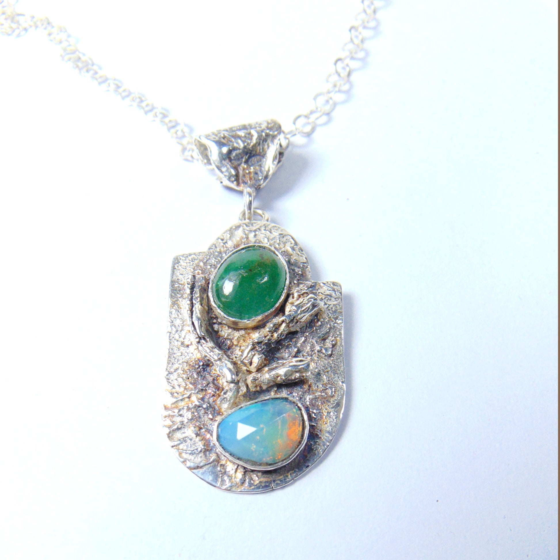 Wisior "Las" ze szmaragdem i opalem - EPIR Art Jewellery&Gemstone
