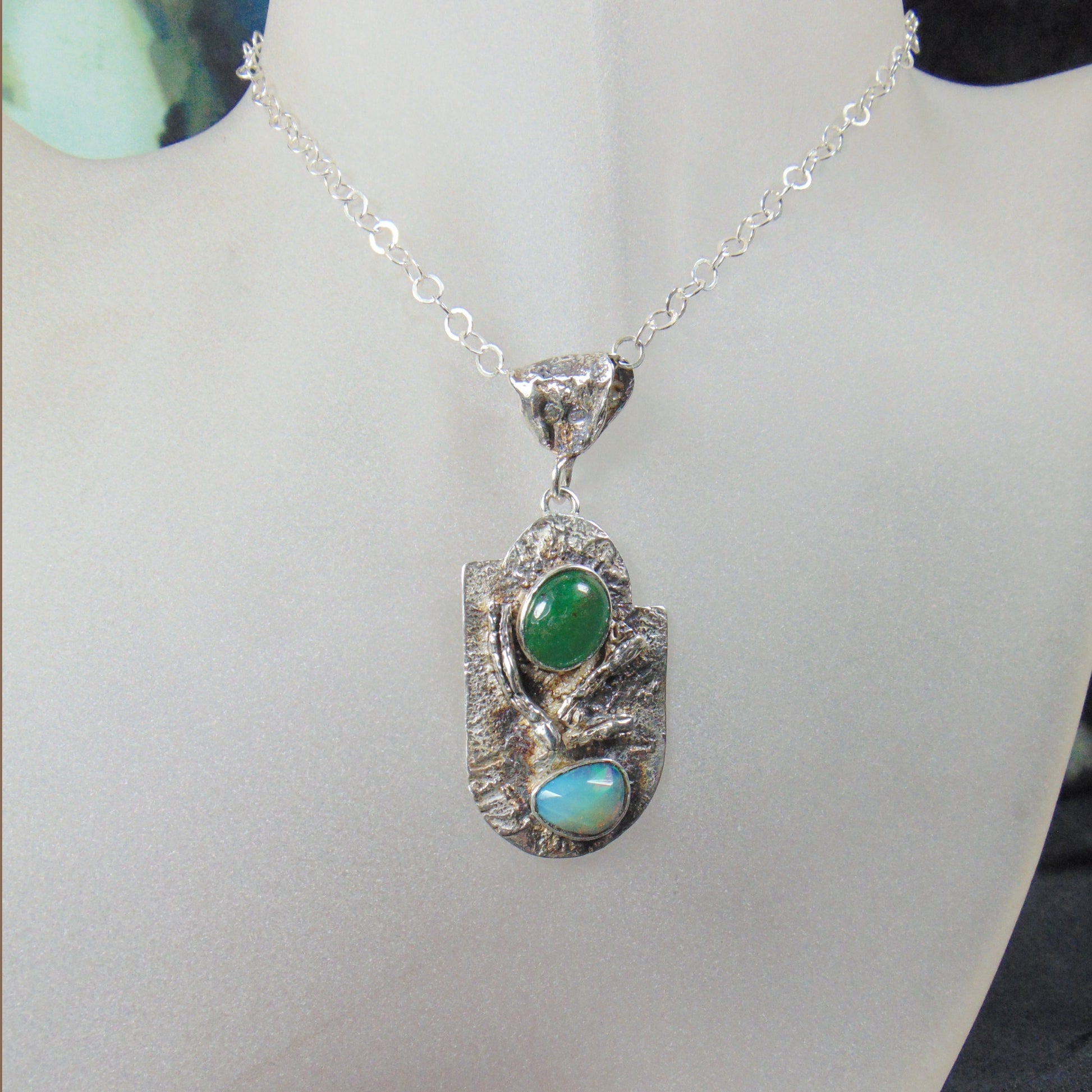 Wisior "Las" ze szmaragdem i opalem - EPIR Art Jewellery&Gemstone