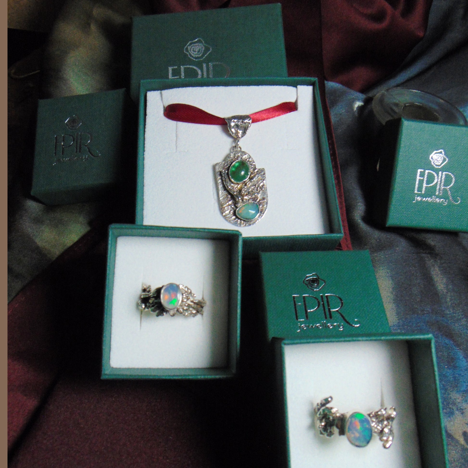 Wisior "Las" ze szmaragdem i opalem - EPIR Art Jewellery&Gemstone