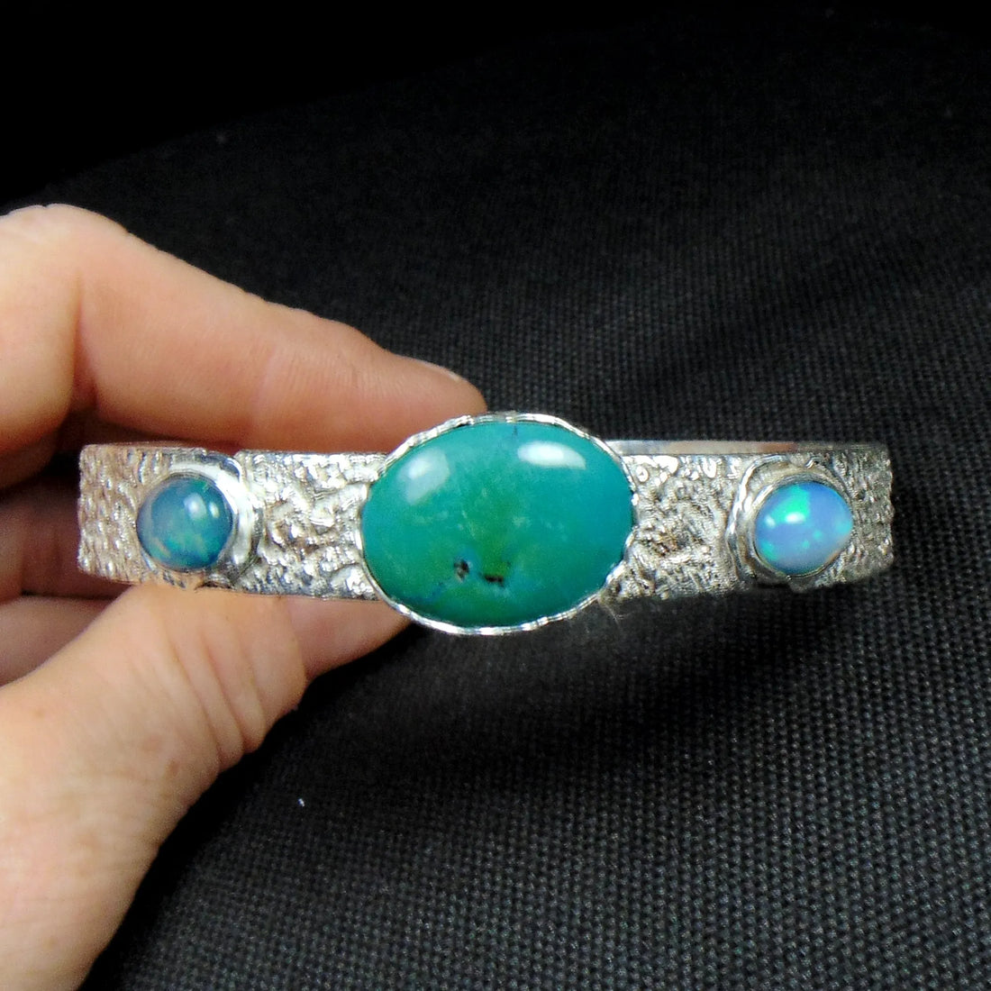 Bransoletka bangle z turkusem i opalami - EPIR Art Jewellery&Gemstone