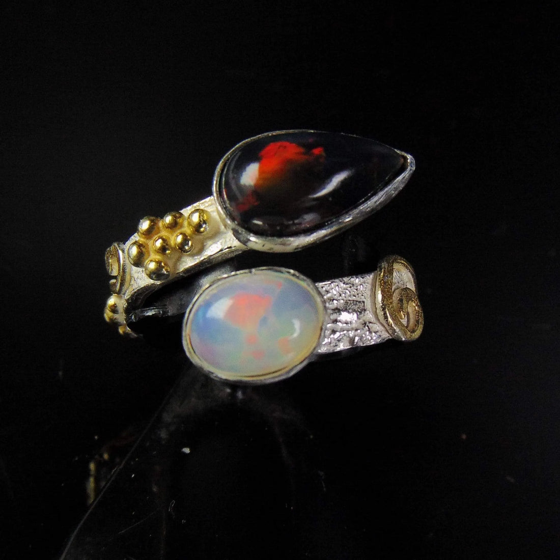 Czerwona strzała - czarny opal - EPIR Art Jewellery&Gemstone