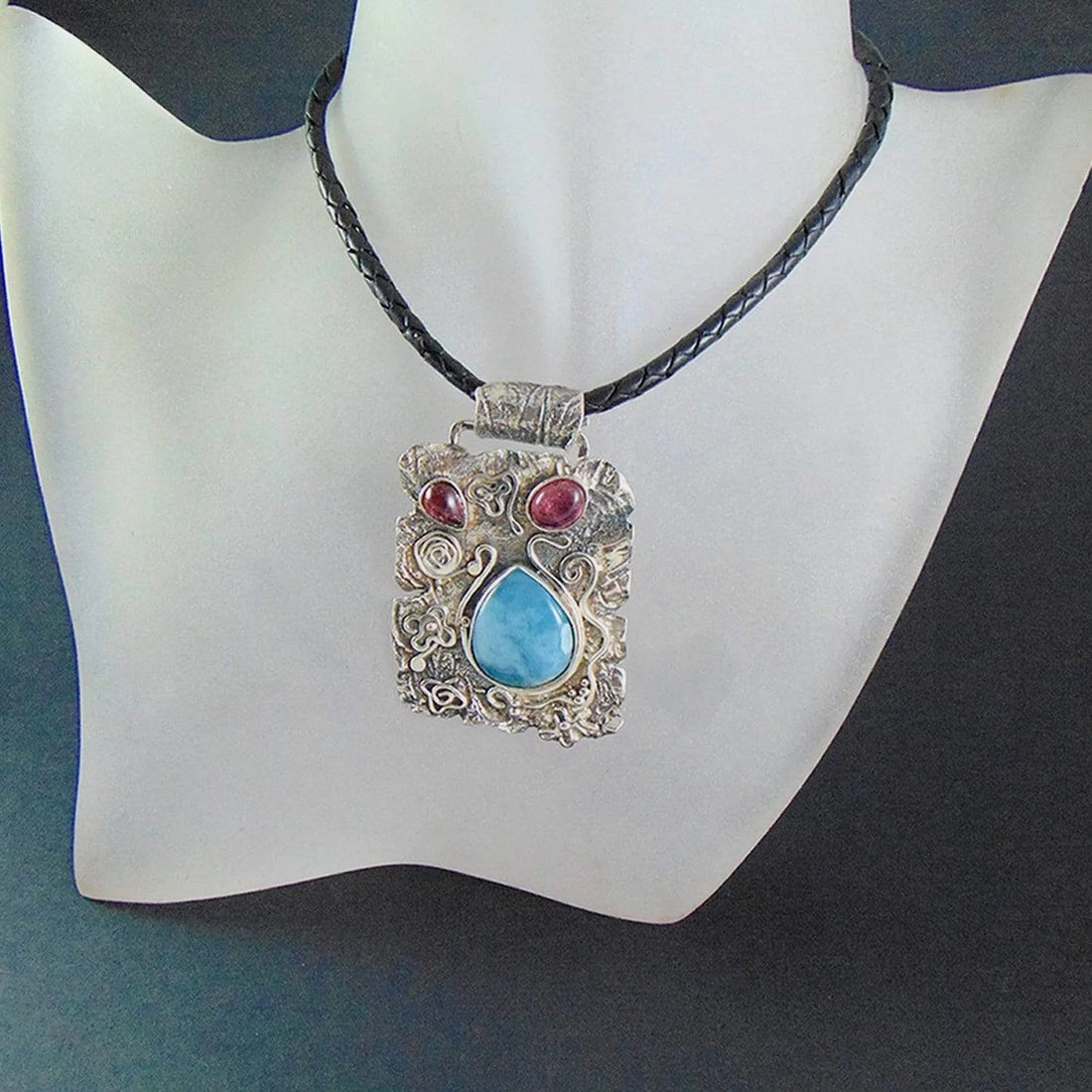 Elegancki wisior z larimarem i turmalinami - EPIR Art Jewellery&Gemstone