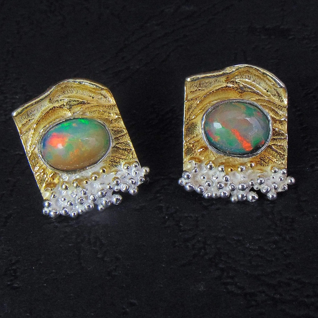 Kolczyki pozłacane z pomarańczowymi opalami - EPIR Art Jewellery&Gemstone
