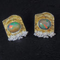 Kolczyki pozłacane z pomarańczowymi opalami - EPIR Art Jewellery&Gemstone