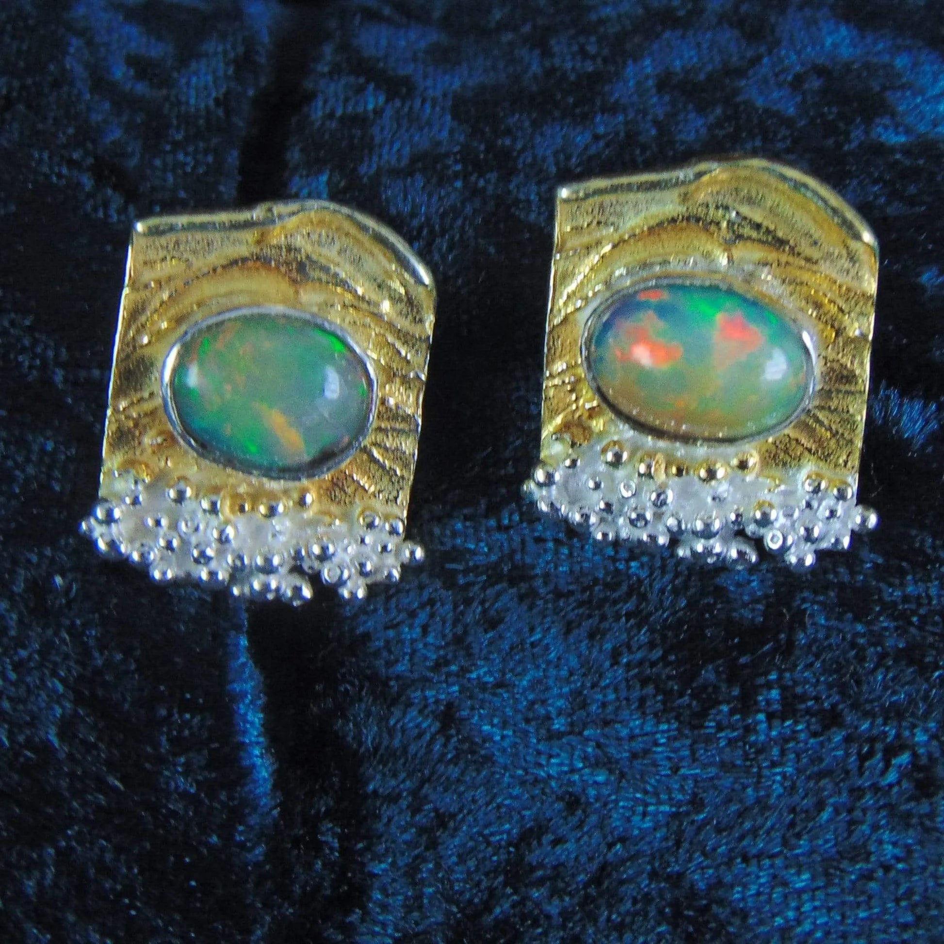 Kolczyki pozłacane z pomarańczowymi opalami - EPIR Art Jewellery&Gemstone