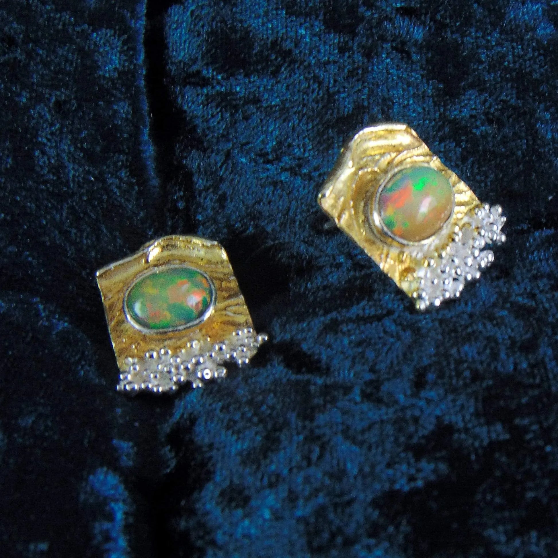 Kolczyki pozłacane z pomarańczowymi opalami - EPIR Art Jewellery&Gemstone