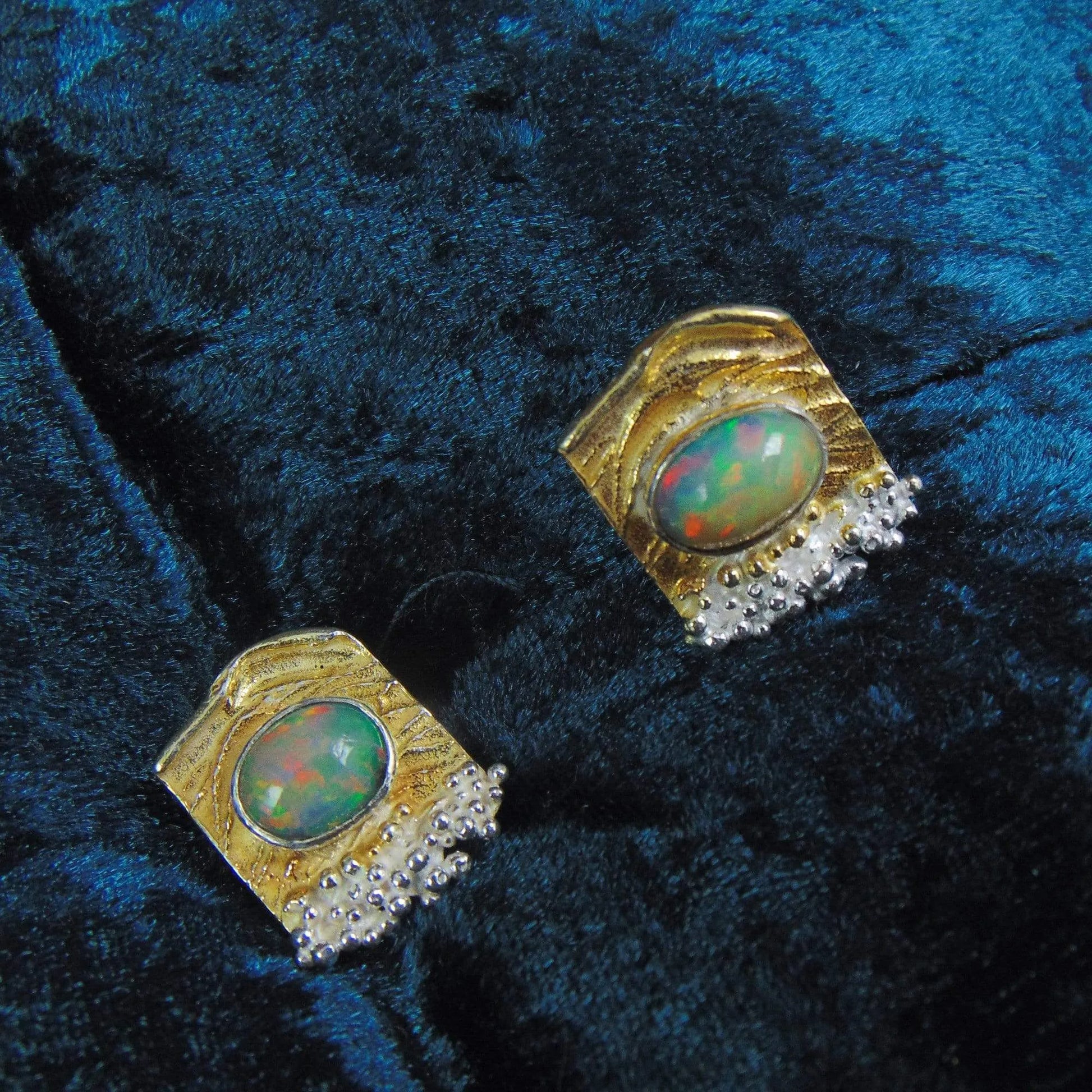 Kolczyki pozłacane z pomarańczowymi opalami - EPIR Art Jewellery&Gemstone