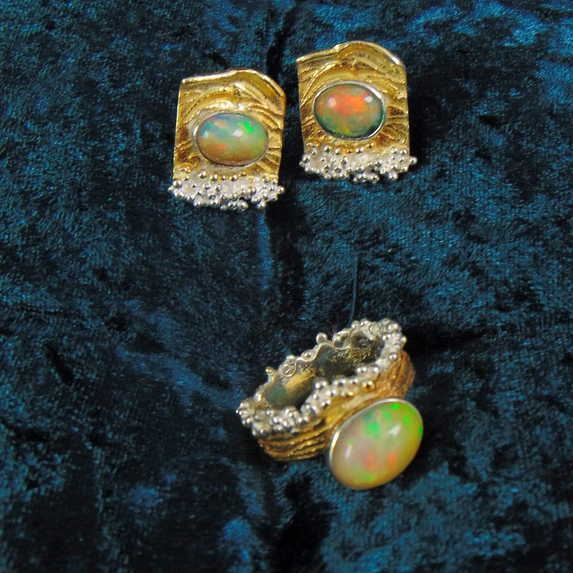 Kolczyki pozłacane z pomarańczowymi opalami - EPIR Art Jewellery&Gemstone