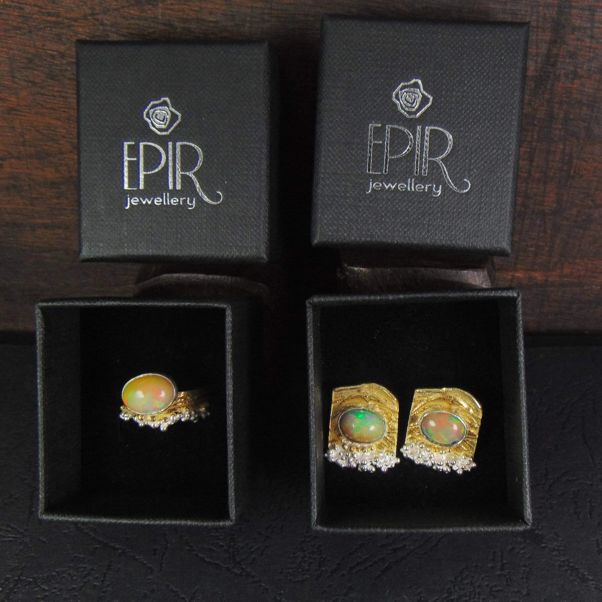 Kolczyki pozłacane z pomarańczowymi opalami - EPIR Art Jewellery&Gemstone