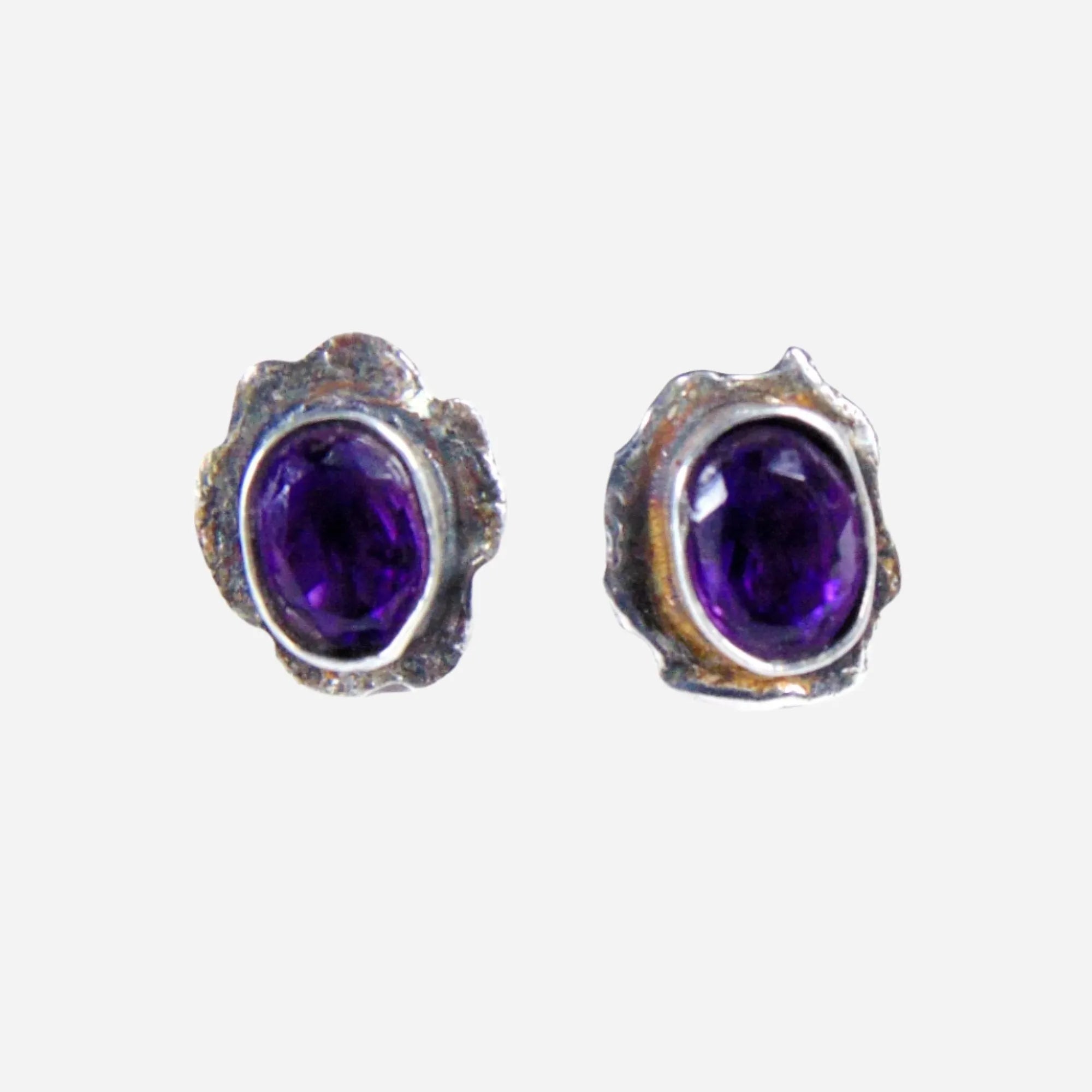 Kolczyki srebrne sztyfty z fasetowanymi ametystami - EPIR Art Jewellery&Gemstone