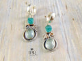 Kolczyki srebrne z dwoma oczkami, akwamaryn, apatyt - EPIR Art Jewellery&Gemstone