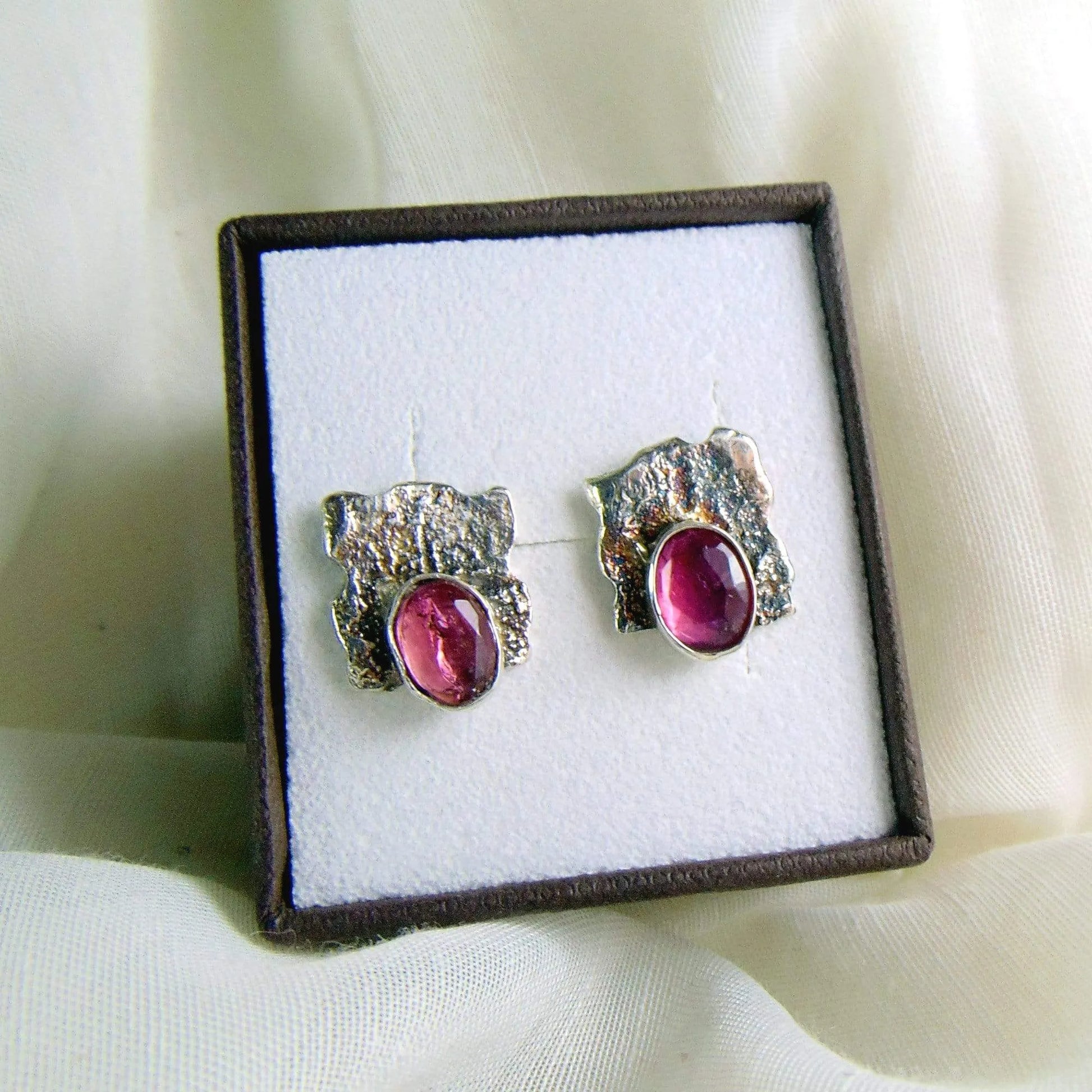 Kolczyki sztyfty z różowymi turmalinami - EPIR Art Jewellery&Gemstone