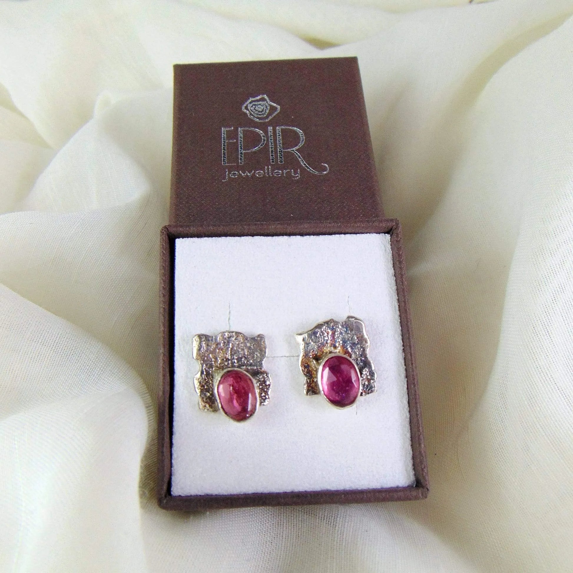 Kolczyki sztyfty z różowymi turmalinami - EPIR Art Jewellery&Gemstone