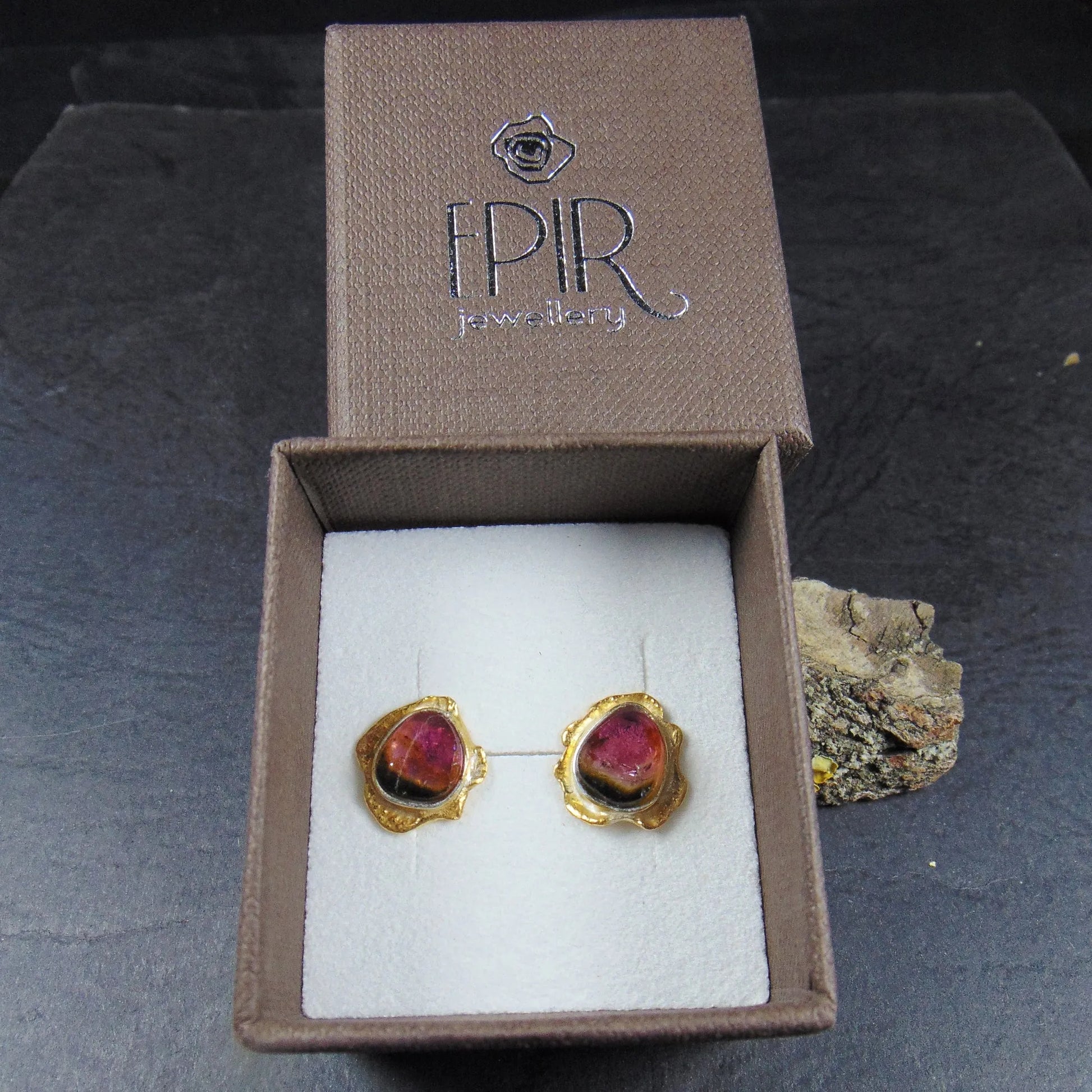 Kolczyki sztyfty z turmalinami arbuzowymi - EPIR Art Jewellery&Gemstone