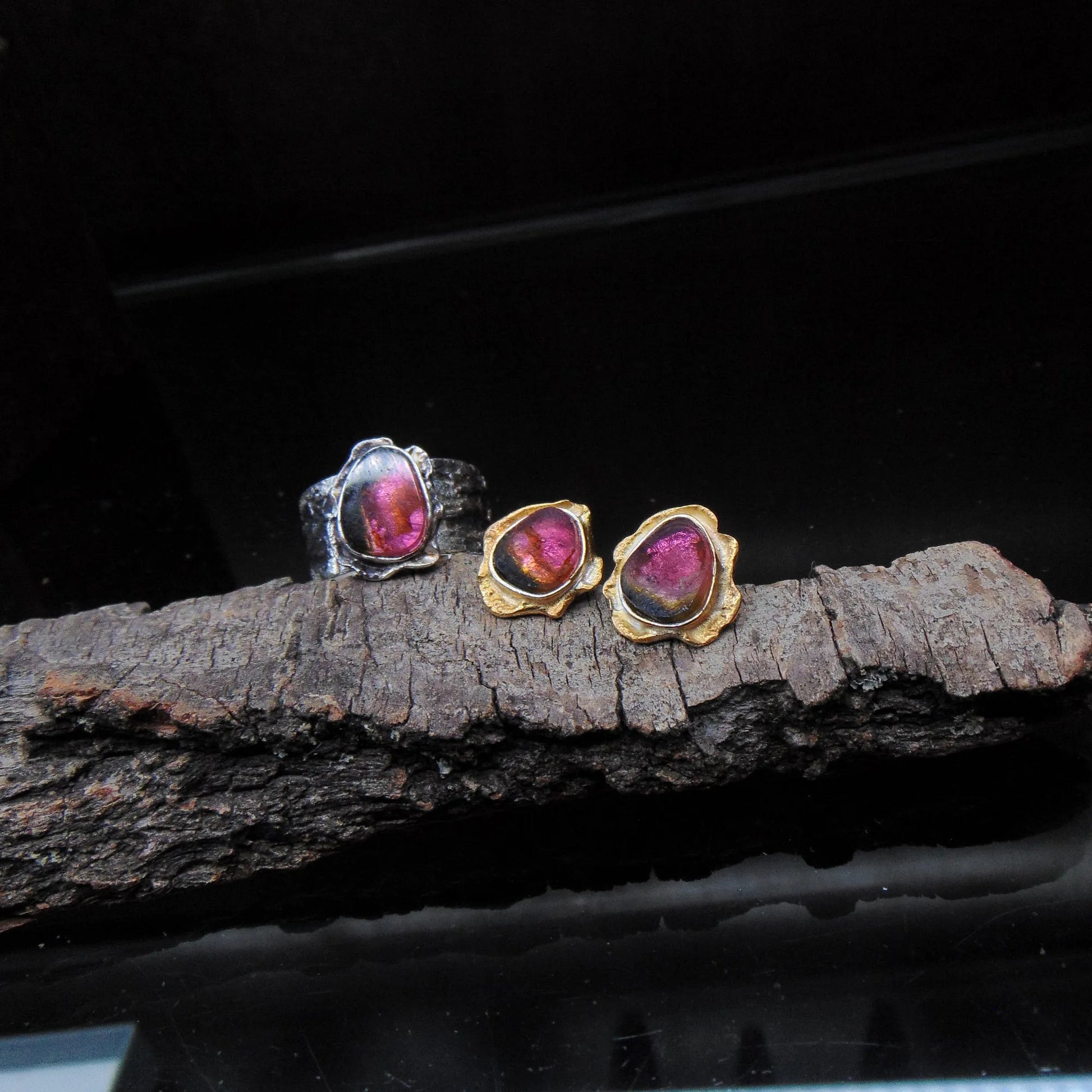 Kolczyki sztyfty z turmalinami arbuzowymi - EPIR Art Jewellery&Gemstone