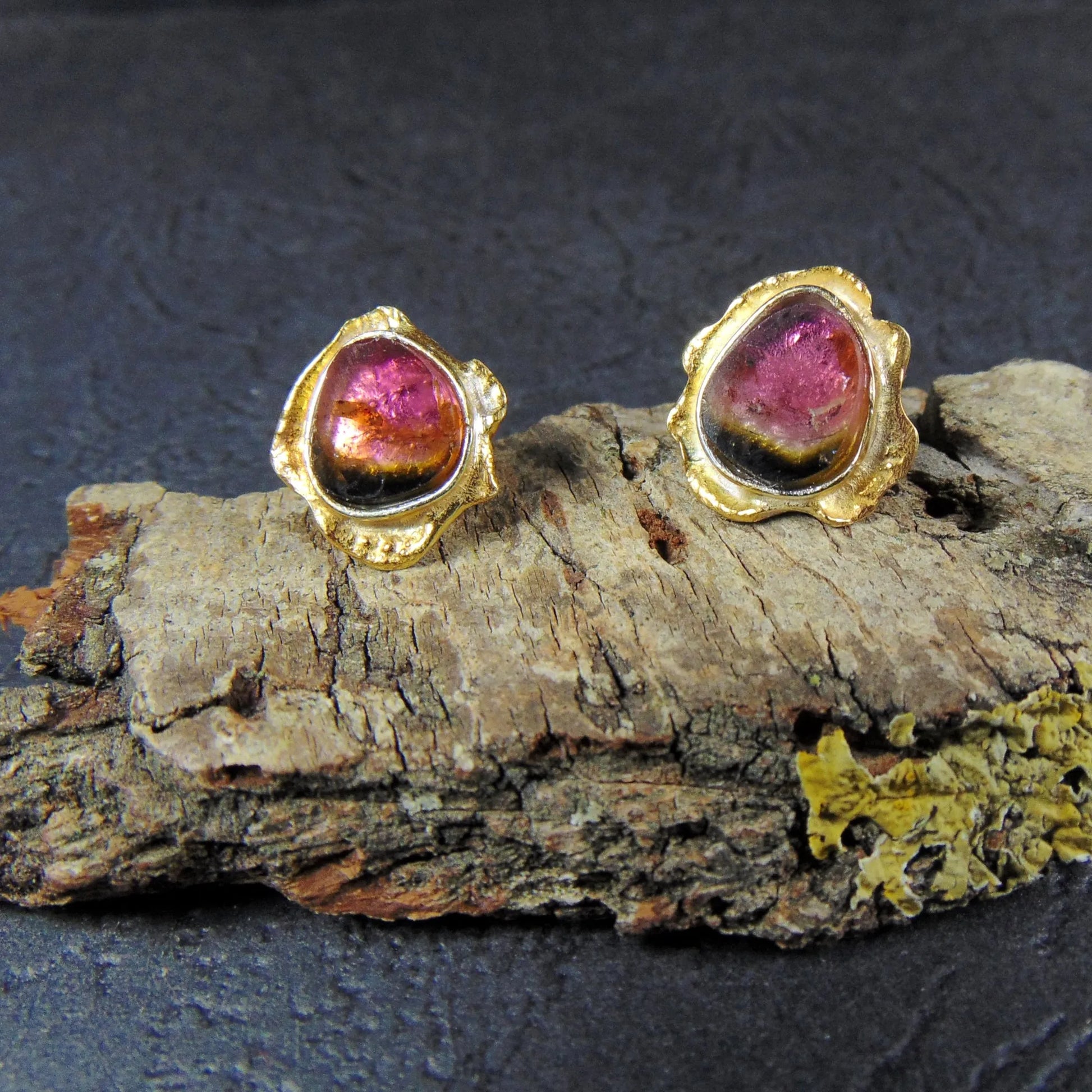 Kolczyki sztyfty z turmalinami arbuzowymi - EPIR Art Jewellery&Gemstone