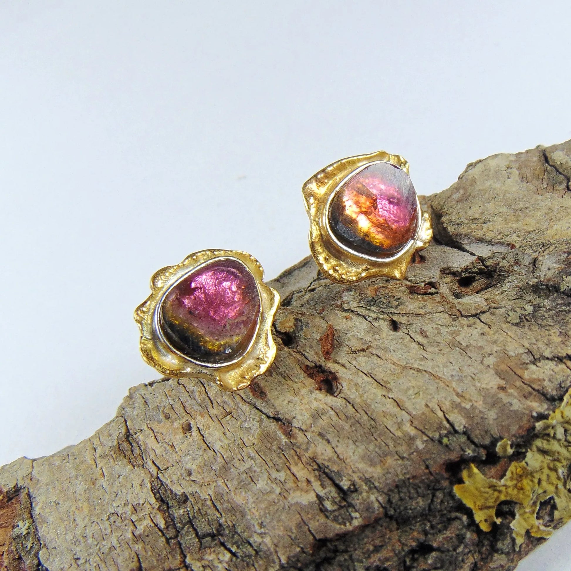 Kolczyki sztyfty z turmalinami arbuzowymi - EPIR Art Jewellery&Gemstone