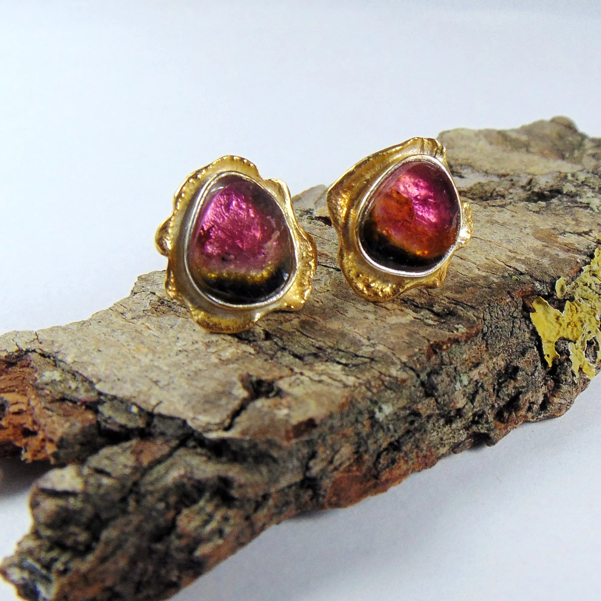 Kolczyki sztyfty z turmalinami arbuzowymi - EPIR Art Jewellery&Gemstone