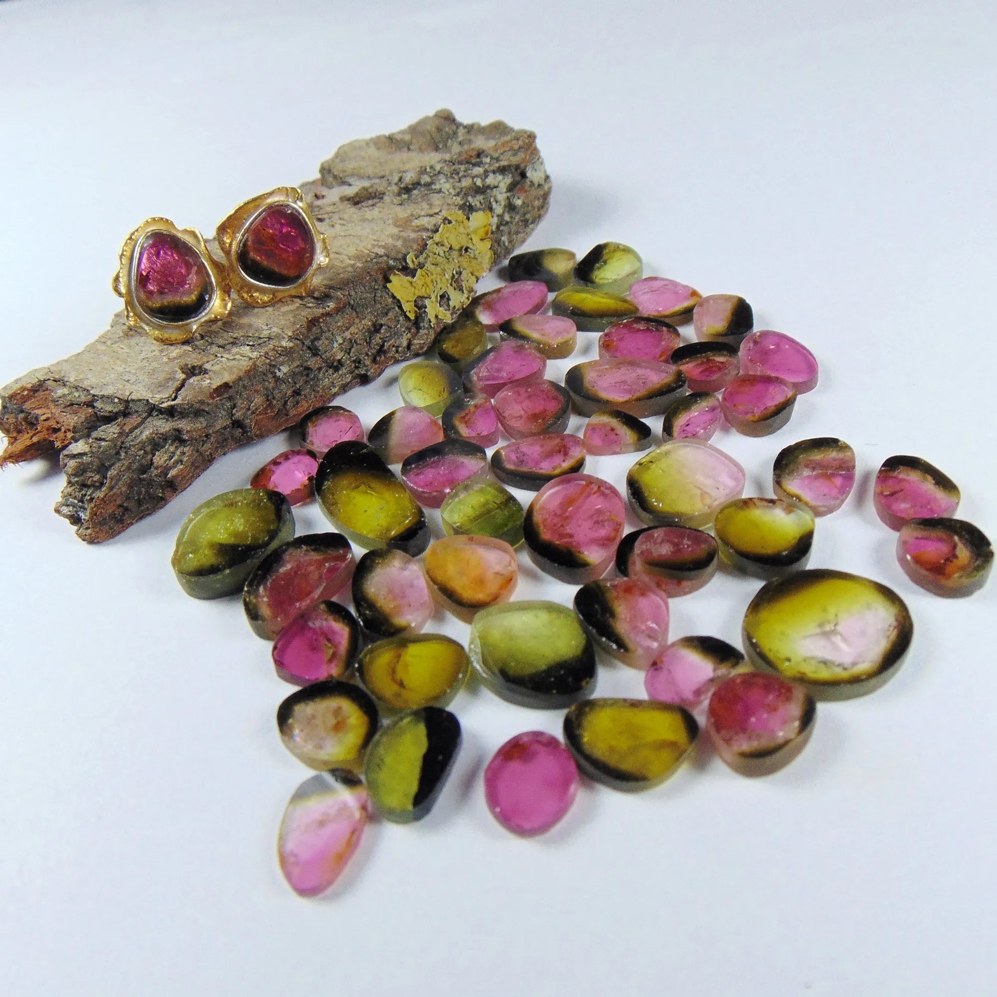 Kolczyki sztyfty z turmalinami arbuzowymi - EPIR Art Jewellery&Gemstone