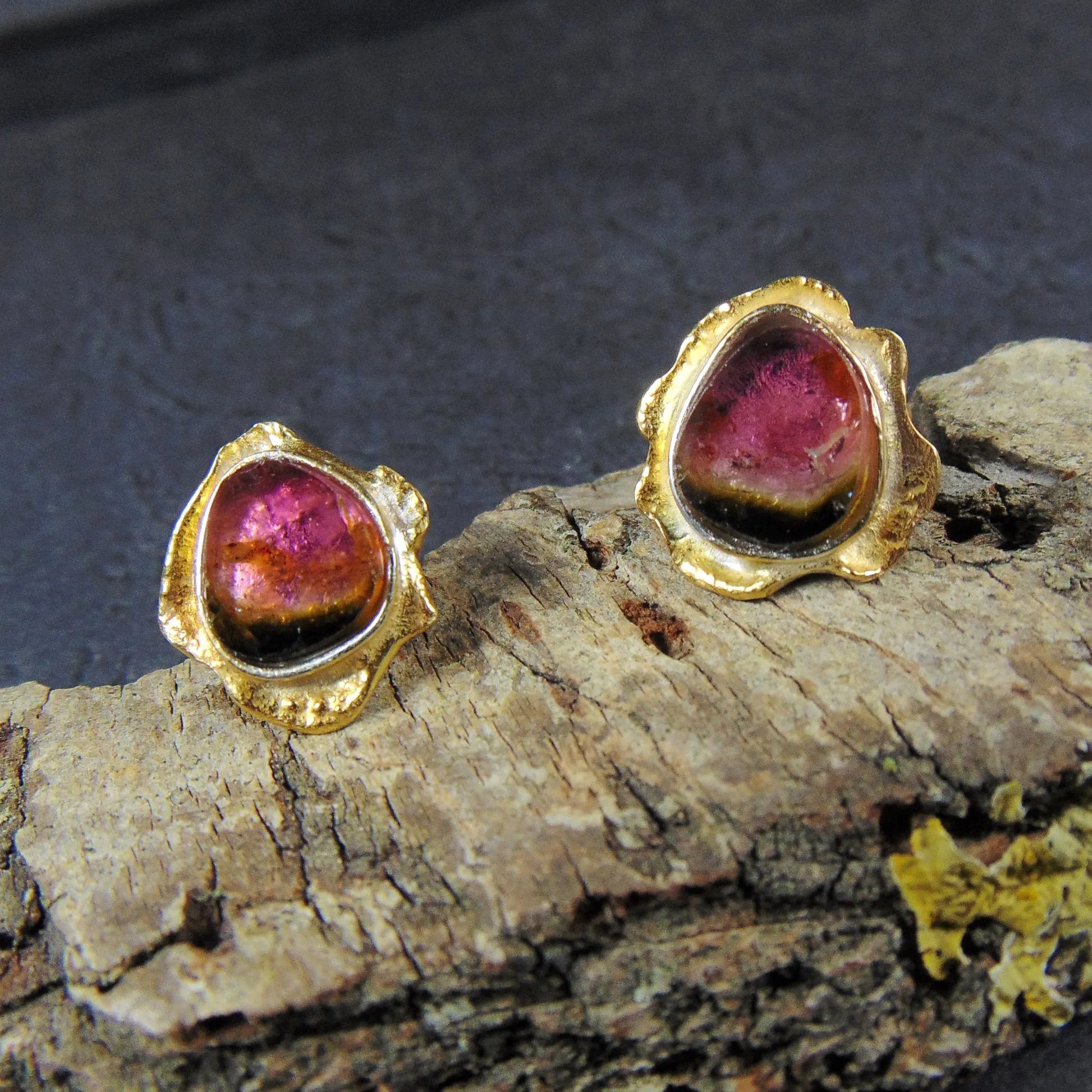 Kolczyki sztyfty z turmalinami arbuzowymi - EPIR Art Jewellery&Gemstone