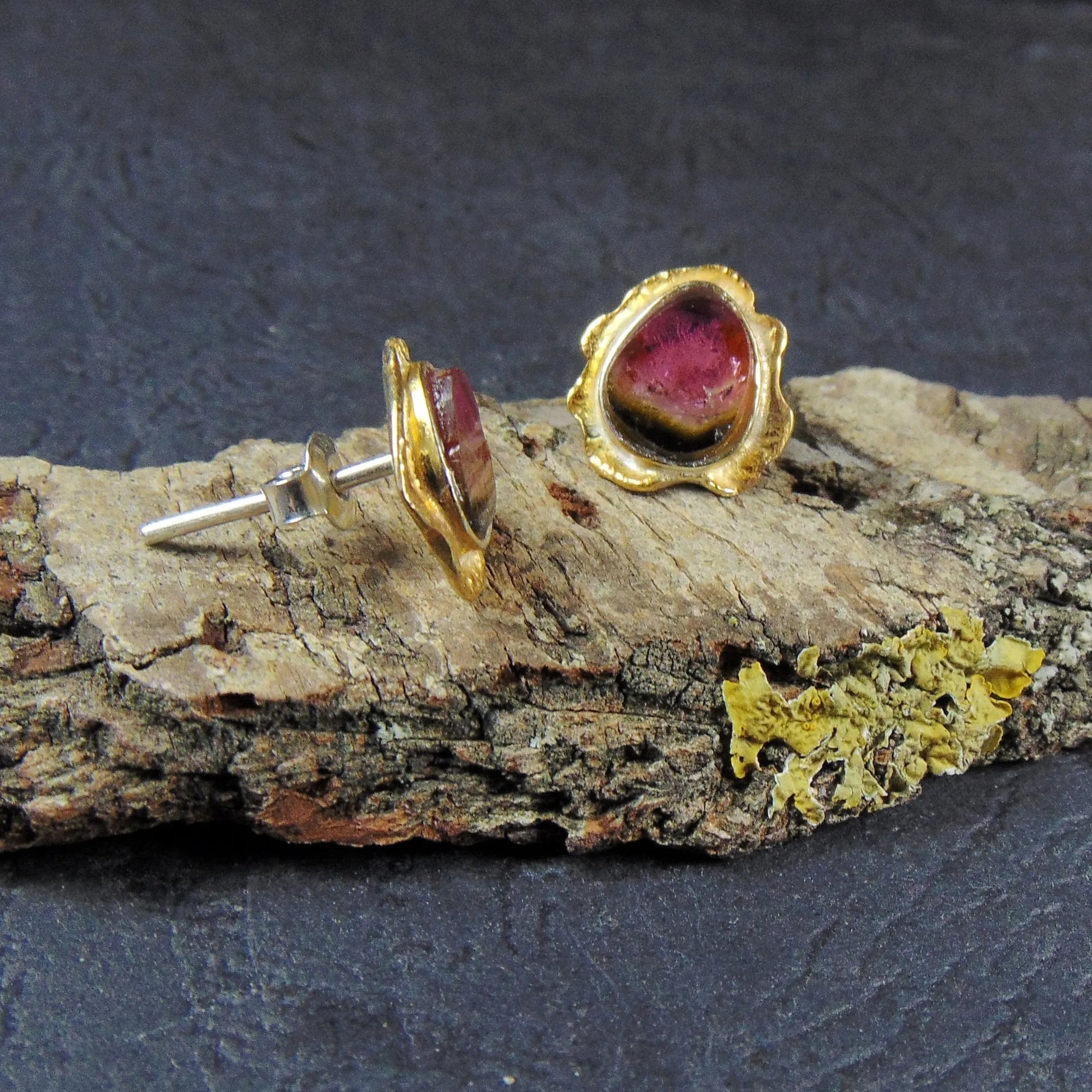 Kolczyki sztyfty z turmalinami arbuzowymi - EPIR Art Jewellery&Gemstone