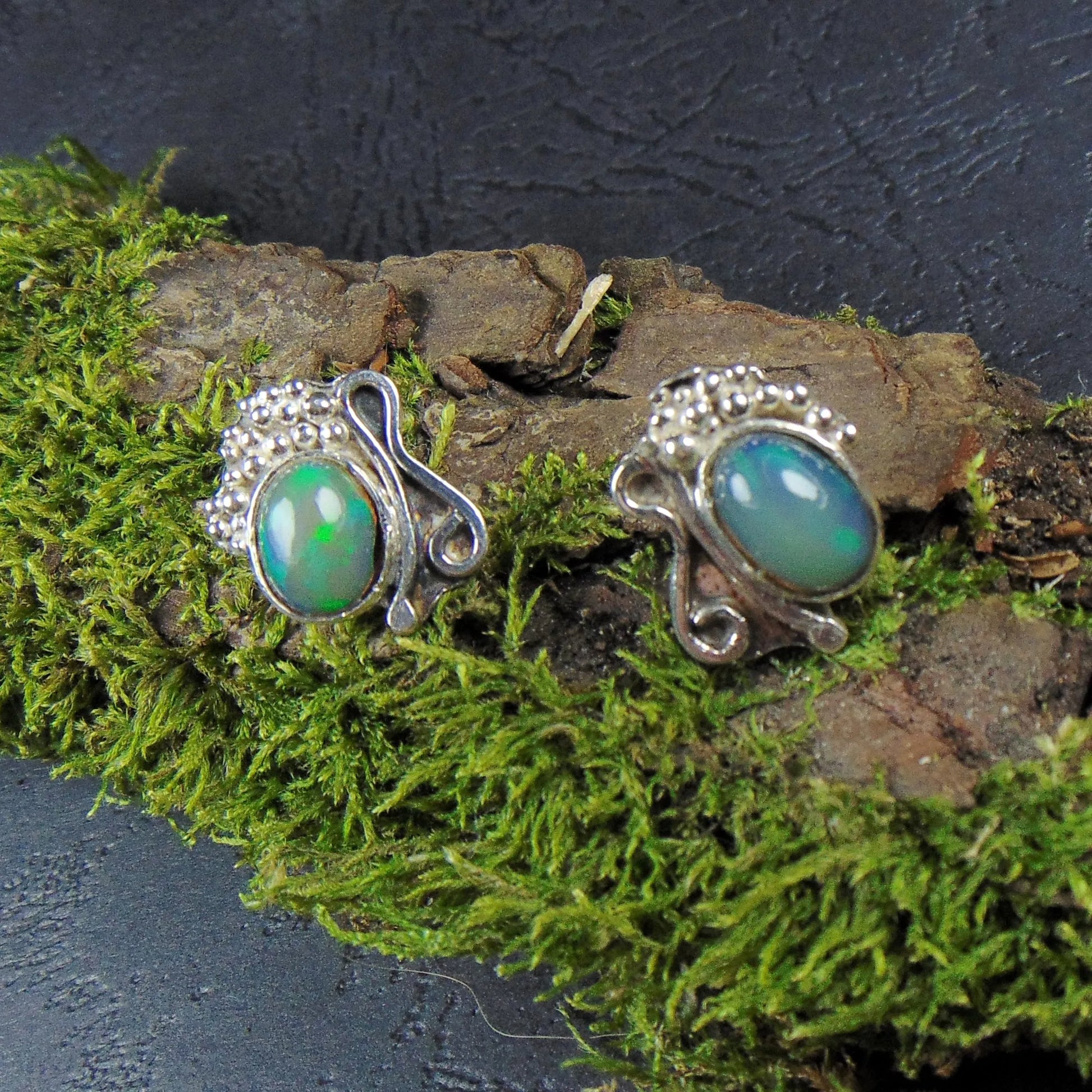 Kolczyki z kuleczkami i opalami - EPIR Art Jewellery&Gemstone