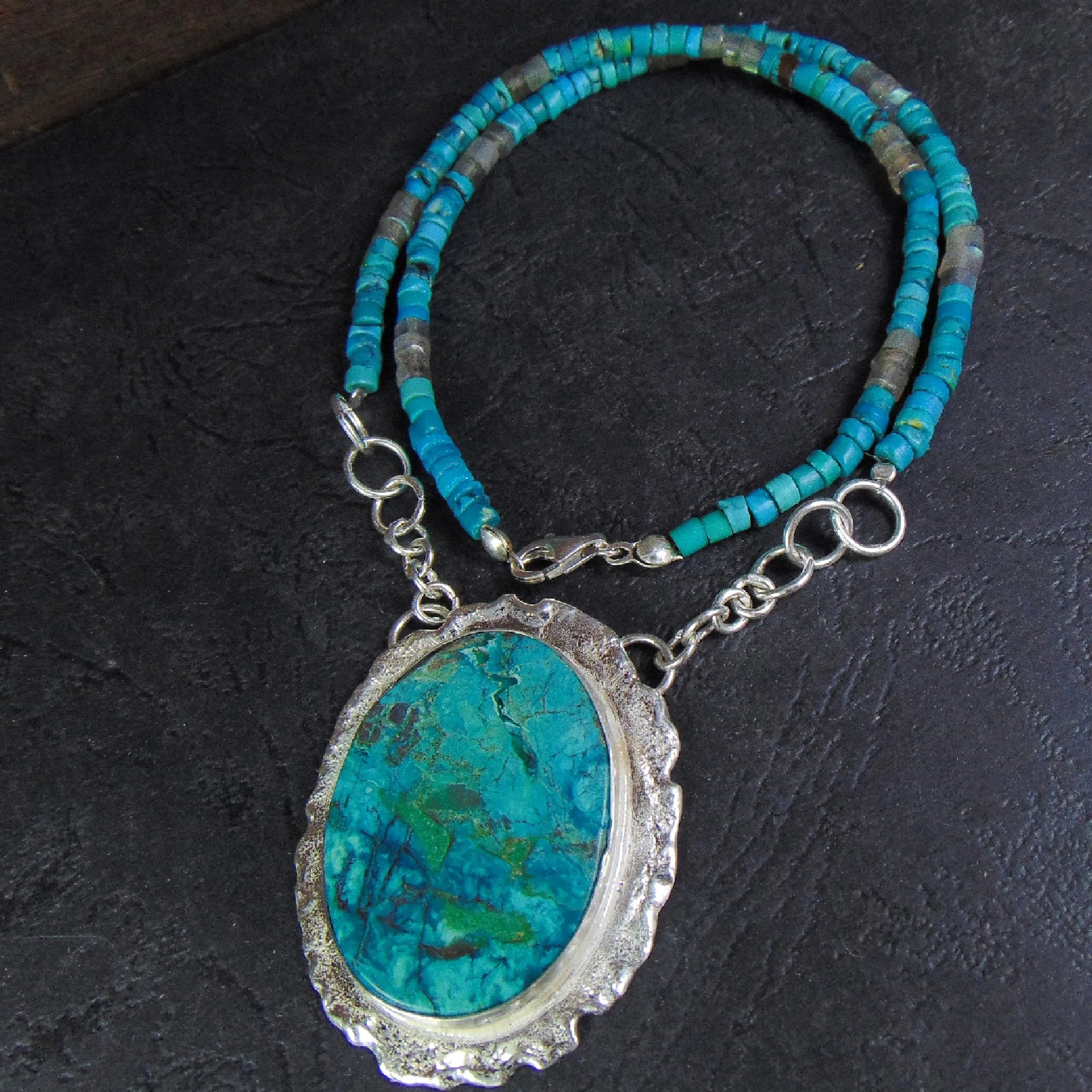 Naszyjnik z chryzokolą i turkusami - EPIR Art Jewellery&Gemstone