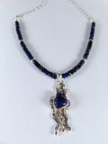 Naszyjnik z czarnych opali z granatowym opalem - EPIR Art Jewellery&Gemstone