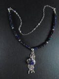 Naszyjnik z czarnych opali z granatowym opalem - EPIR Art Jewellery&Gemstone