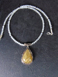 Naszyjnik z kamieni księżycowych z kwarcem rutylowym - EPIR Art Jewellery&Gemstone