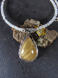 Naszyjnik z kamieni księżycowych z kwarcem rutylowym - EPIR Art Jewellery&Gemstone