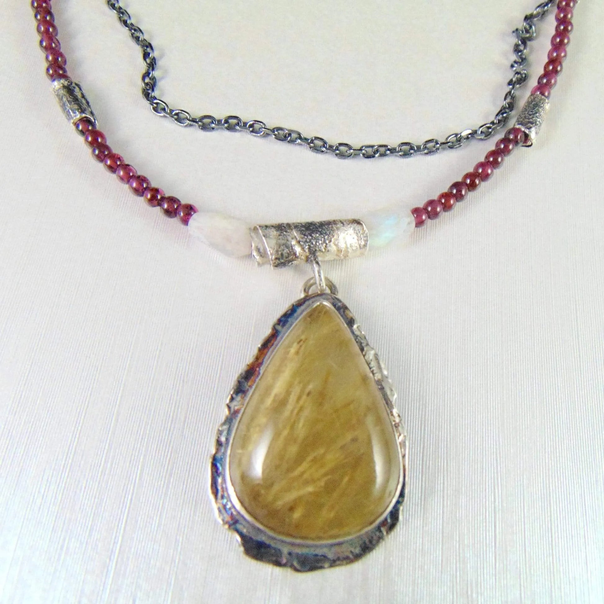 Naszyjnik z kwarcem rutylowym i granatami - EPIR Art Jewellery&Gemstone