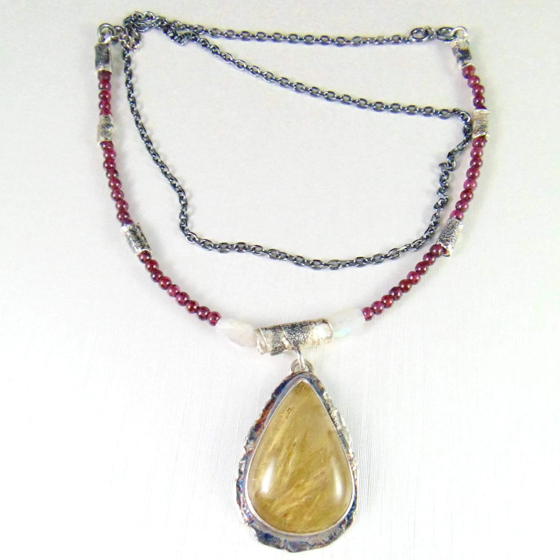 Naszyjnik z kwarcem rutylowym i granatami - EPIR Art Jewellery&Gemstone