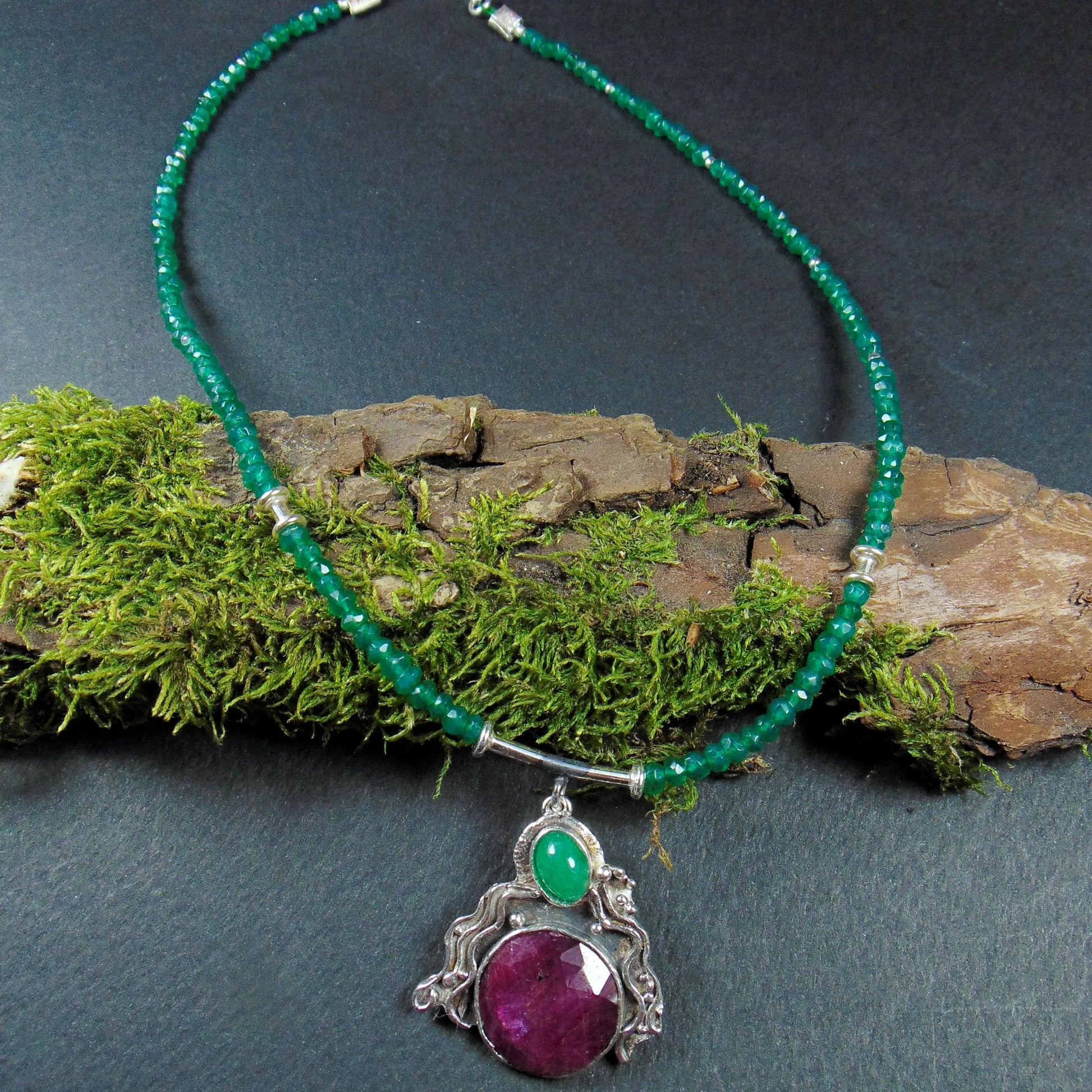 Naszyjnik z rubinem i szmaragdem - EPIR Art Jewellery&Gemstone