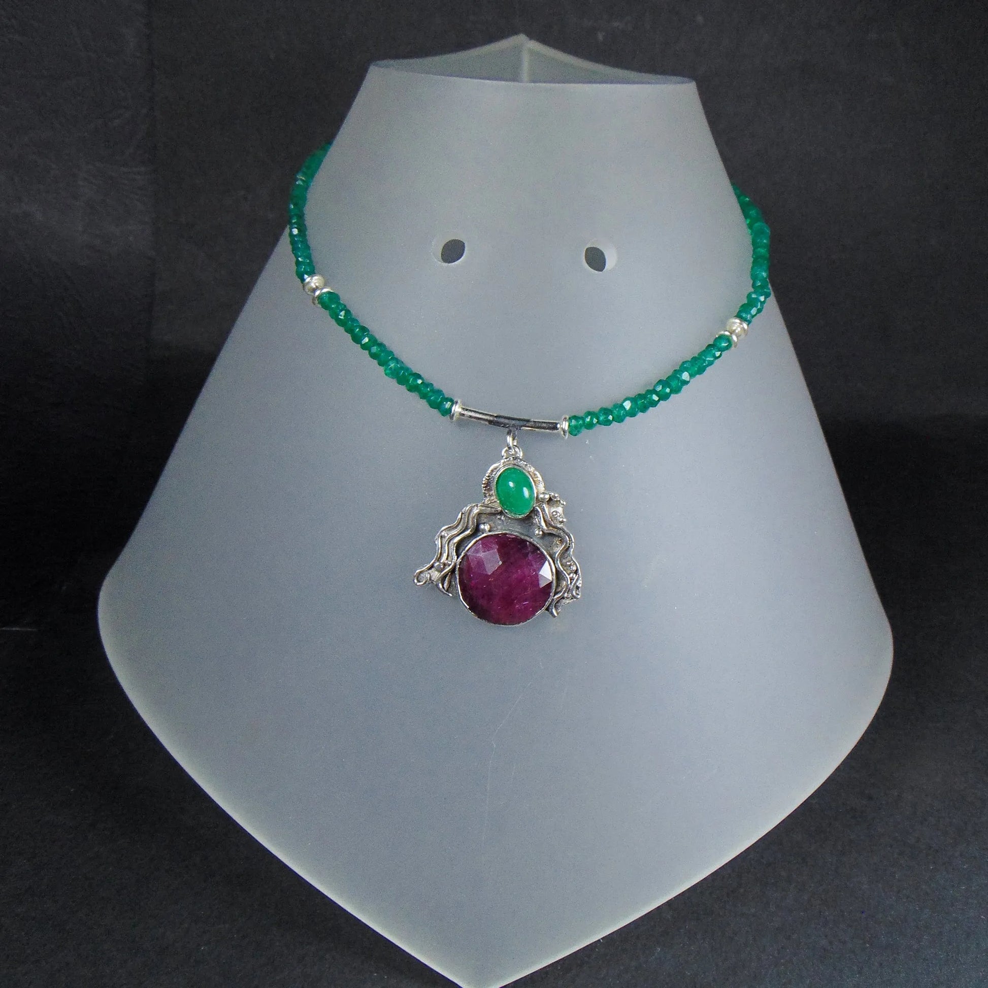 Naszyjnik z rubinem i szmaragdem - EPIR Art Jewellery&Gemstone