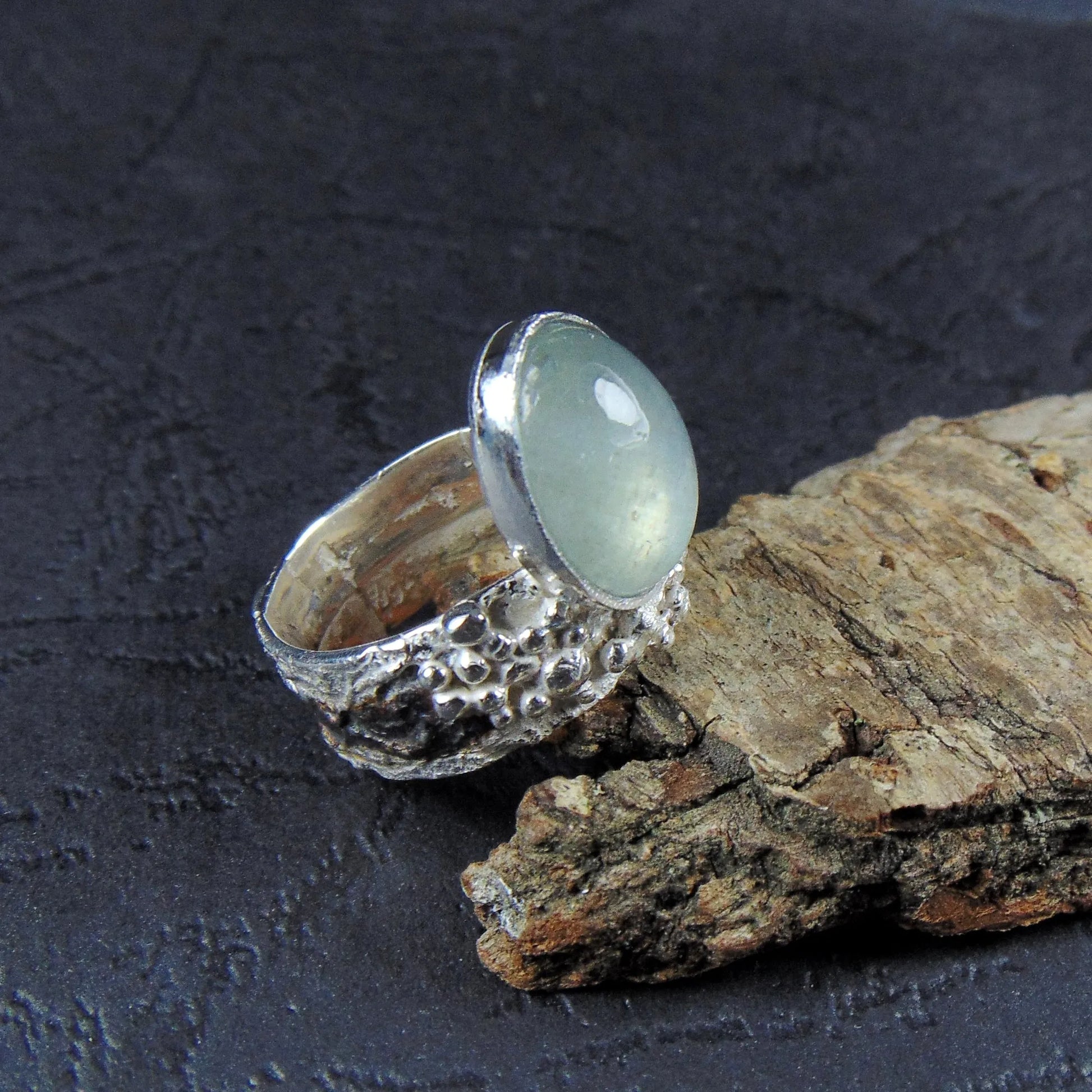 Obrączka srebrna z akwamarynem - EPIR Art Jewellery&Gemstone