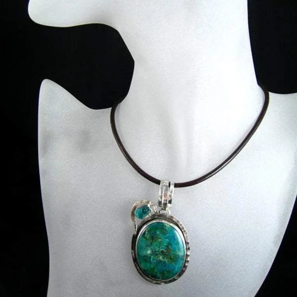 Odcienie Błękitu- Chryzokola I Apatyt, Wisior Srebrny - EPIR Art Jewellery&Gemstone